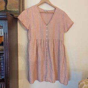 Madewell Blush V-Neck Linen Dress